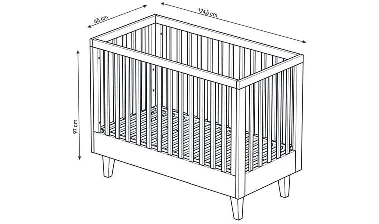 Lit cage pour bébé 120 X 60 avec sommier réglable en hauteur