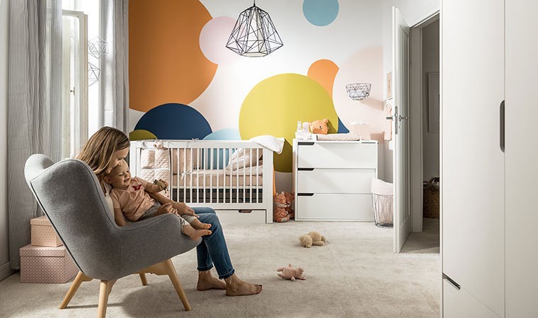 Commode chambre enfant en bois avec table à langer amovible et 4