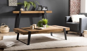 Table basse en teck recyclé et métal