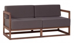 Canapé design marron en tissu et bois