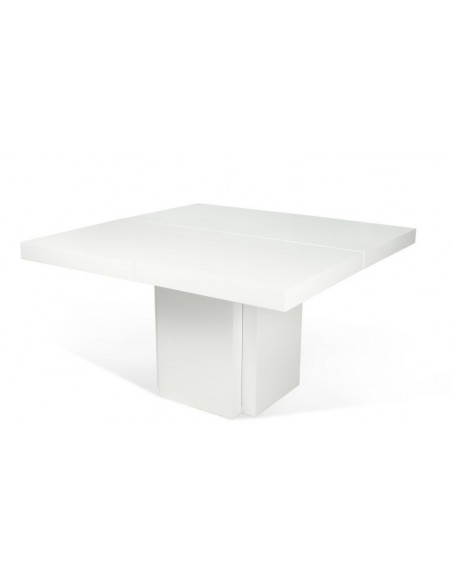 Table carrée blanc brillant