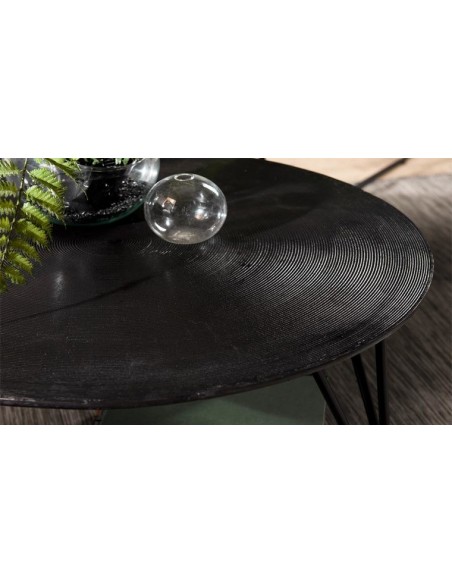 Table basse ronde motifs noirs