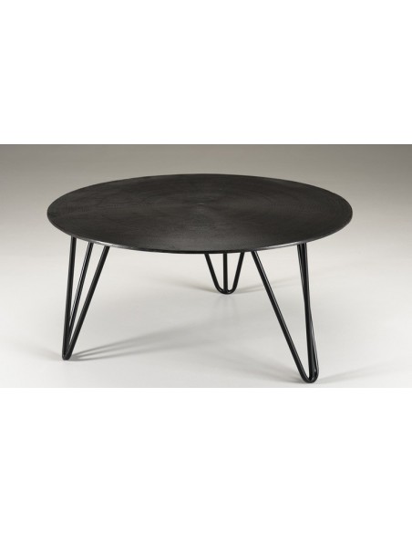 Table basse ronde motifs noirs