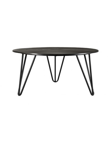 Table basse ronde motifs noirs