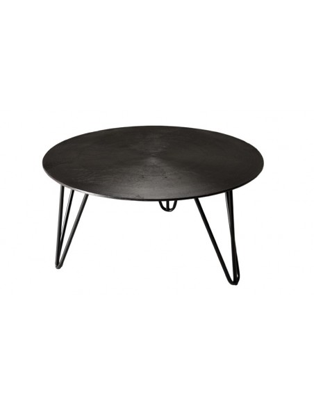 Table basse ronde motifs noirs