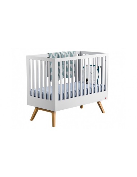 Lit bébé en bois à barreaux blanc 60 * 120 cm + matelas le tout en