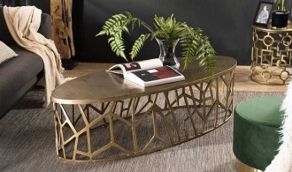 Table basse ovale dorée