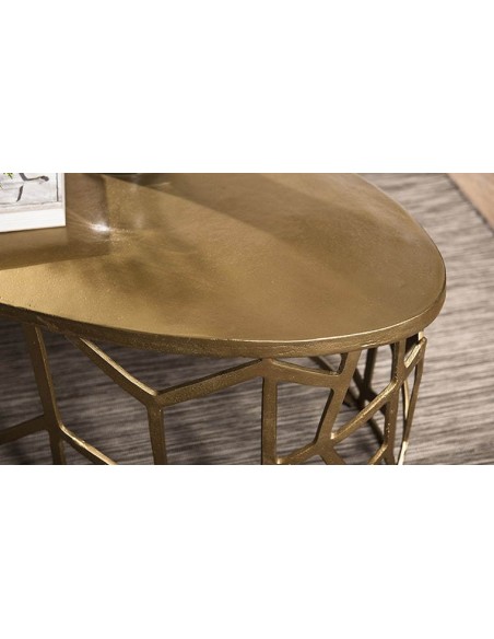 Table basse ovale dorée