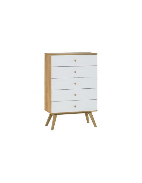 Commode scandinave 5 tiroirs nature