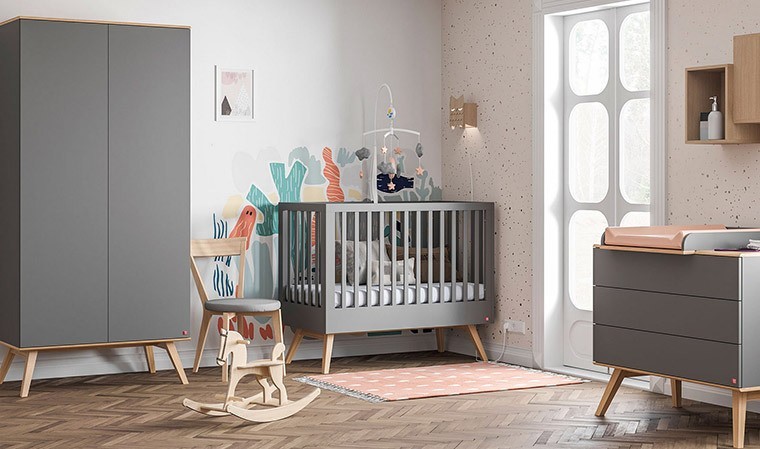 Chambre bébé complète VINTAGE blanc et chêne design