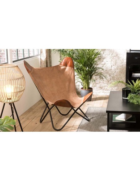 Fauteuil papillon cuir