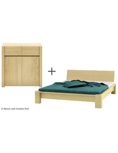 Lit en hêtre avec commode design