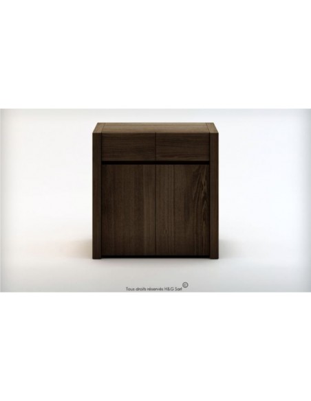 Commode et lit en bois massif wengue