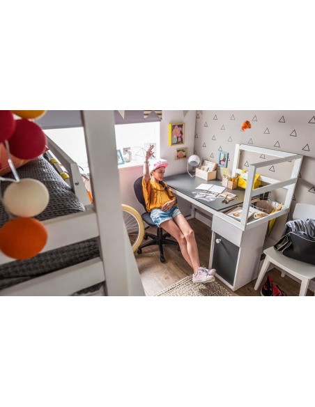 Bureau design enfant en bois blanc et gris