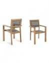 Fauteuil taupe et teck
