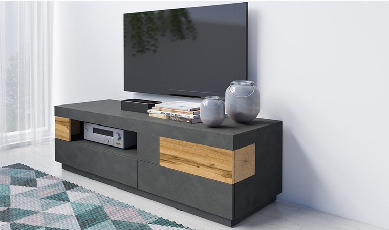 Petit meuble TV gris foncé design - Vigo