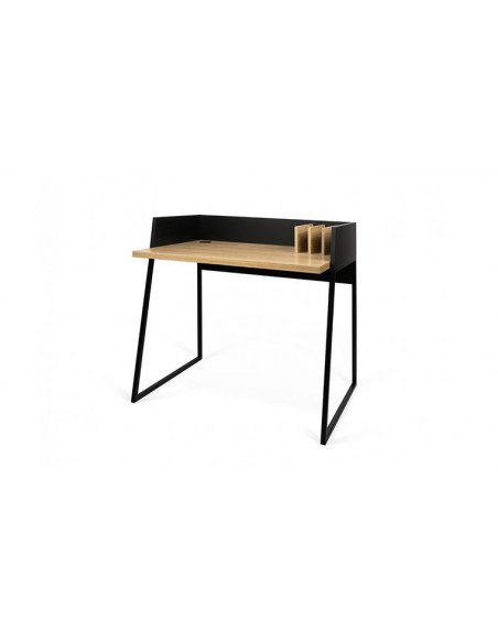 Petit bureau en chêne et acier noir