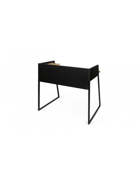 Petit bureau en chêne et acier noir