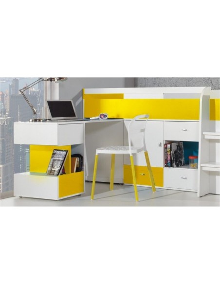 Lit enfant combiné jaune avec bureau