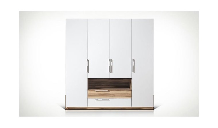 Armoire d'angle Clack blanc portes pleines Blanc brillant