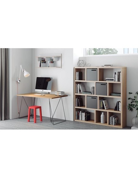 meuble bureau design en chêne et pieds en acier noir