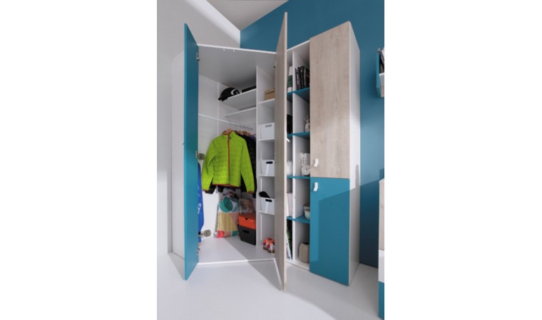 Grande armoire d'angle pour enfant ou adolescent