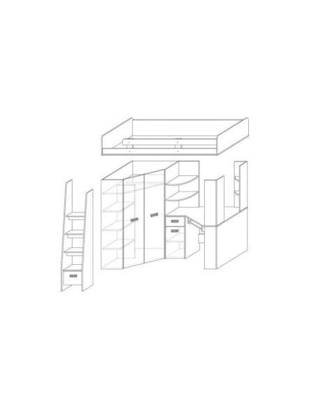 Lit combiné en bois avec matelas