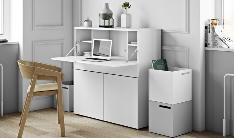 Meuble secretaire design blanc fabriqué en Europe - Focus