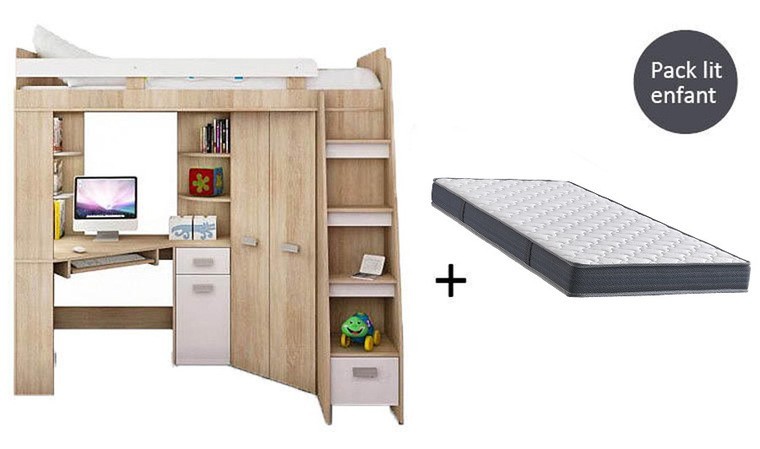 Pack lit combiné Ecrin avec tiroir et matelas couffin uniquement