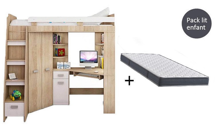 Pack lit combiné Ecrin avec tiroir et matelas couffin uniquement - Morgaëlla