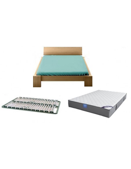 Ensemble lit bois massif et matelas