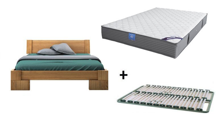 Lit adulte complet avec sommier et matelas 140x190 - Cdiscount