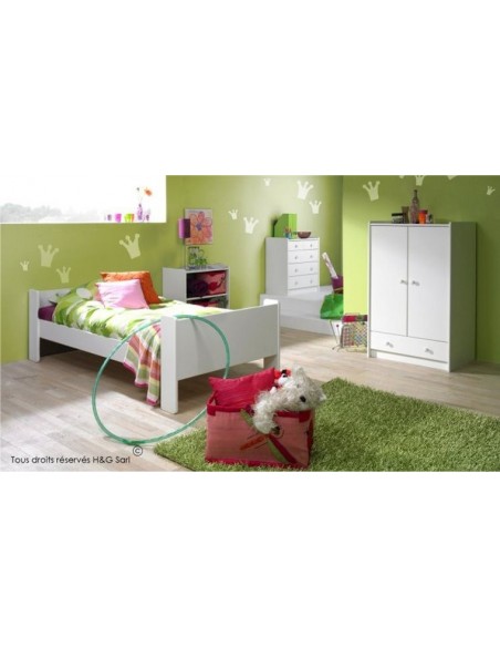 promotion lit enfant blanc bois massif