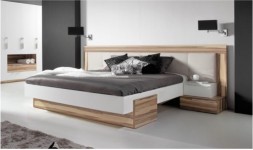 lit bois design avec tête de lit large