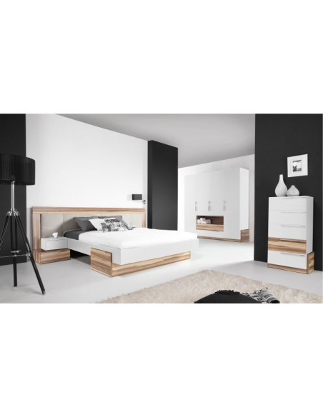 lit bois design avec tête de lit large