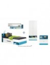 LIT ENFANT + ARMOIRE 2 PORTES JOLLY BLEU SANS MATELAS 90x200