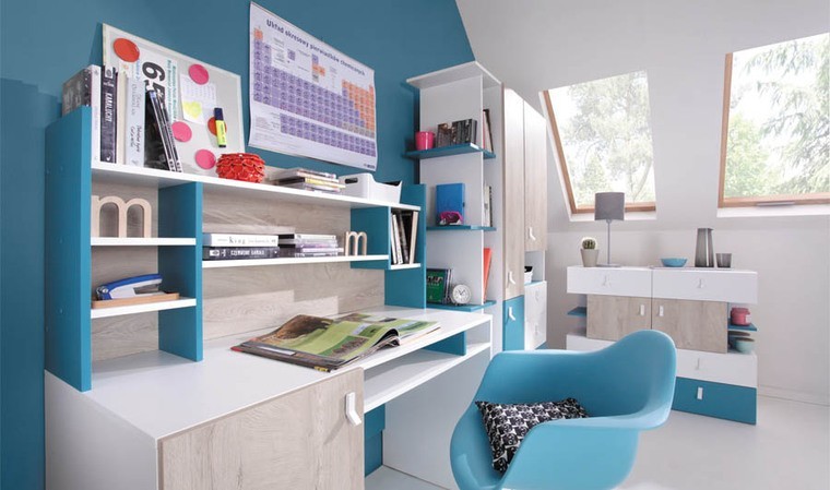 Bureau enfant design bleu et blanc - Neptune