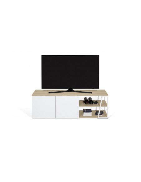 meuble tv chêne et blanc