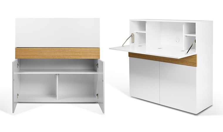 Meuble secretaire design blanc fabriqué en Europe - Focus