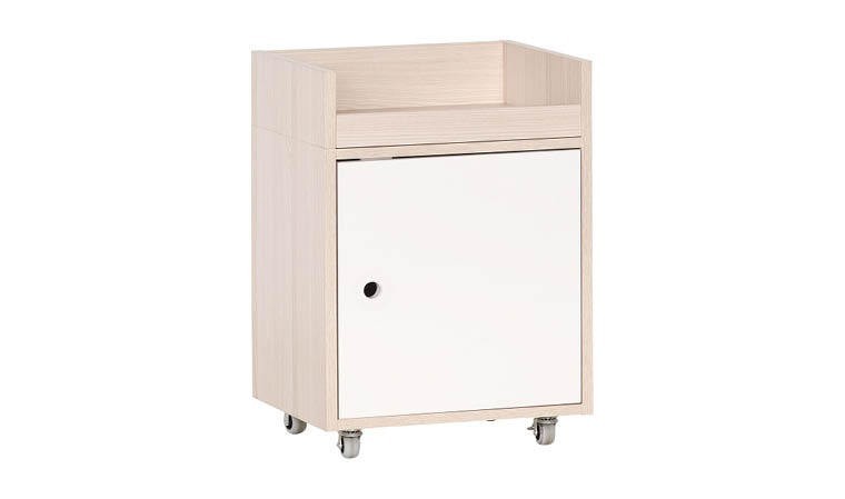 Meuble de rangement sur roulette - ALTEA 70 cm coloris bois et blanc