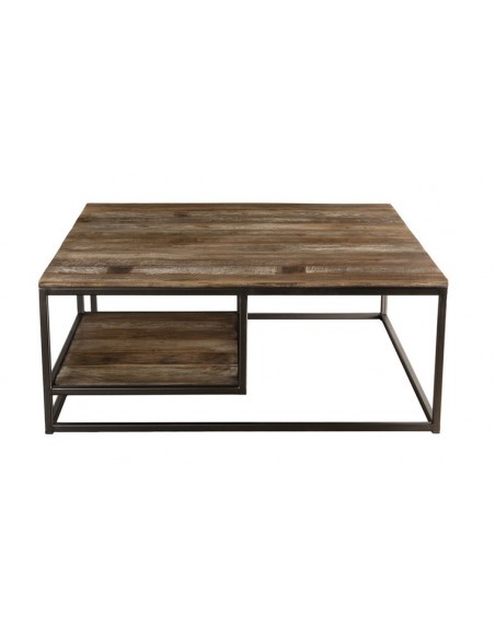 Table basse bois recyclé carrée