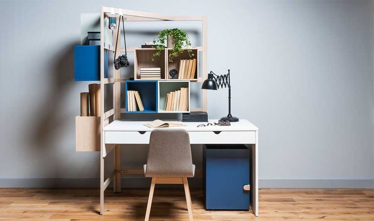 Bureau enfant, vogel S 100 cm x 50 cm bleu marine, bureau avec étagère, petit  bureau -  France