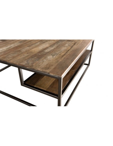 Table basse bois recyclé carrée
