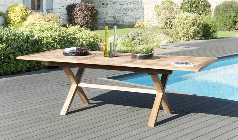 Table de jardin extensible 180/240x100 avec plateau verre texturé