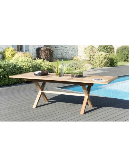 Table à manger de jardin en teck extensible