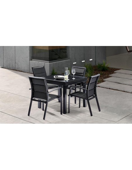 Salon de jardin noir extensible 4 personnes