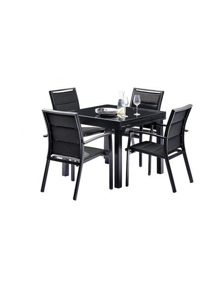 Salon de jardin noir extensible 4 personnes