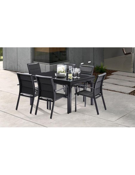 Table de jardin Modulo Noire 4 à 8 personnes