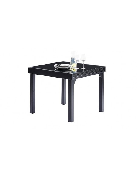 Table de jardin Modulo Noire 4 à 8 personnes