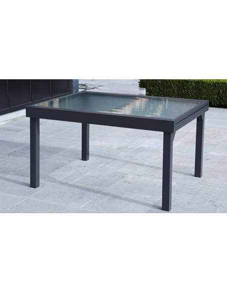 Table de jardin extensible en aluminium 6 à 10 places grise anthracite